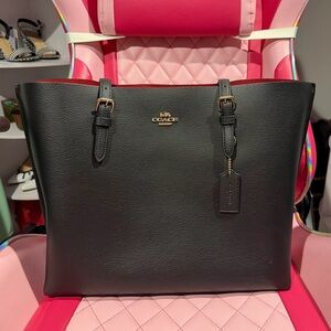 Coach Black Leather Crossbody Bag with Gold Details